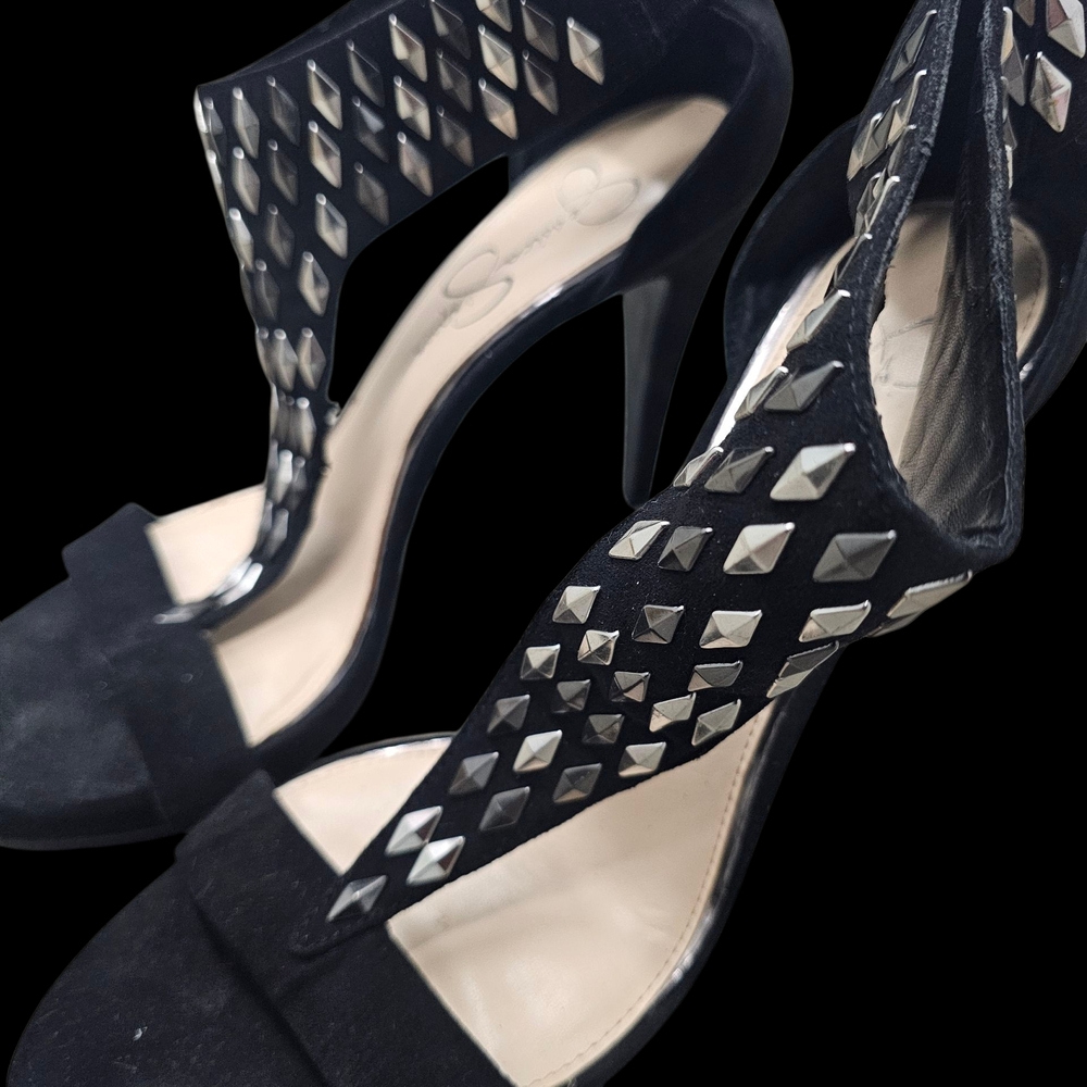 Jessica Simpson Black and Silver Studded Heels